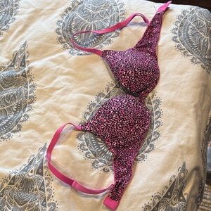 Victoria's Secret Hot Pink Leopard Print Underwire Bra
